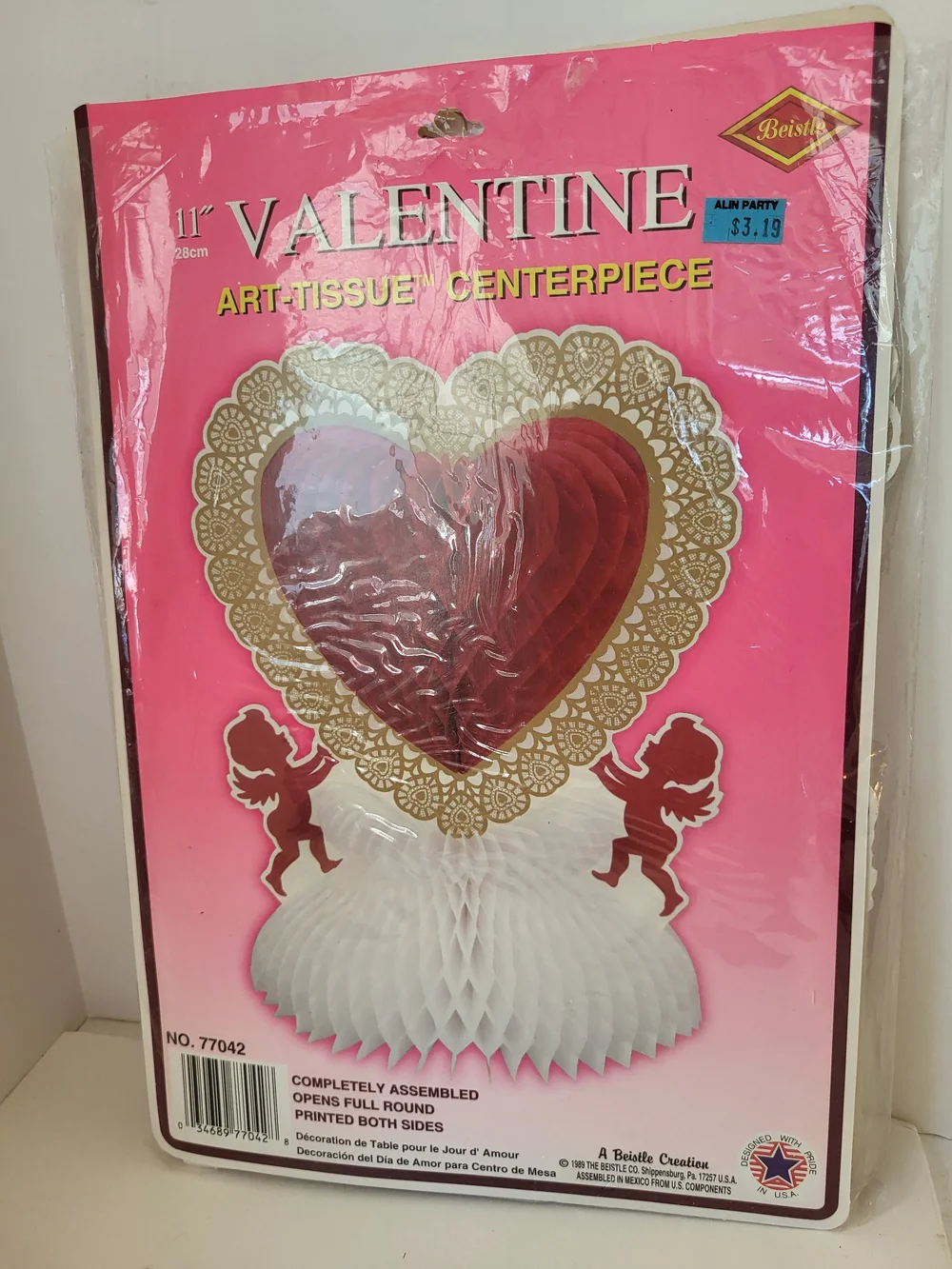 2 Vintage Valentine Honeycomb Heart Centerpiece 11